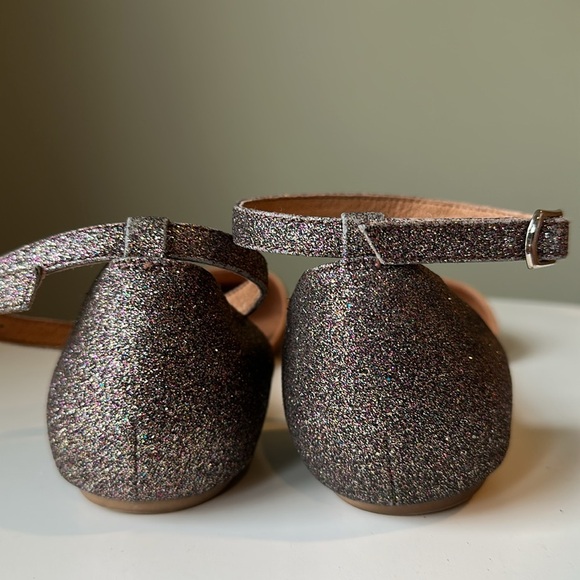 Jeffrey Campbell Lovins Ankle Strap D’Orsay Flats Brown Leather Color Glitter - Picture 10 of 14